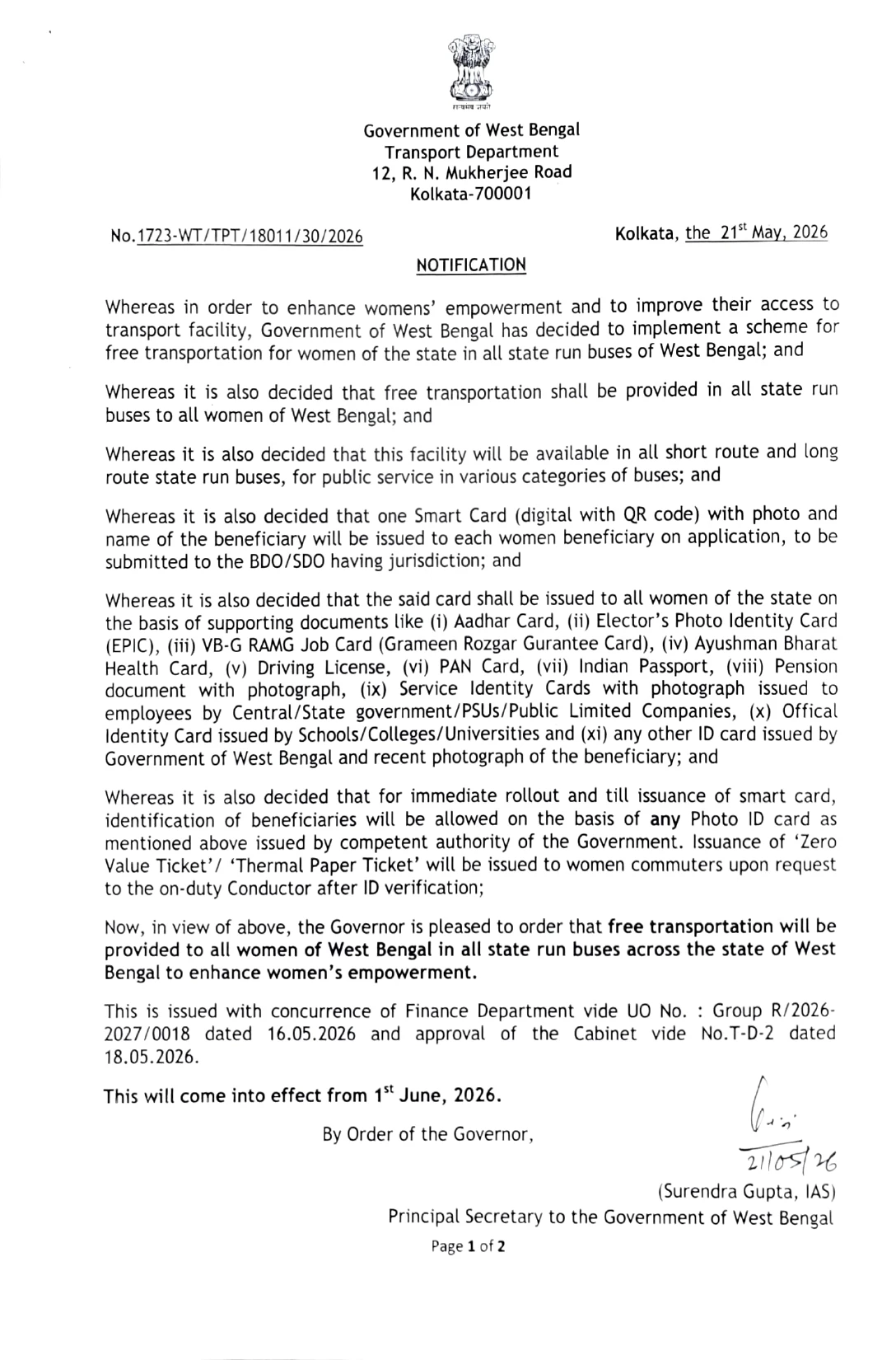 Official Notice Page 1